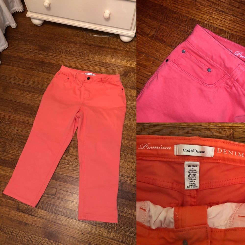 Salmon colored jeans !!